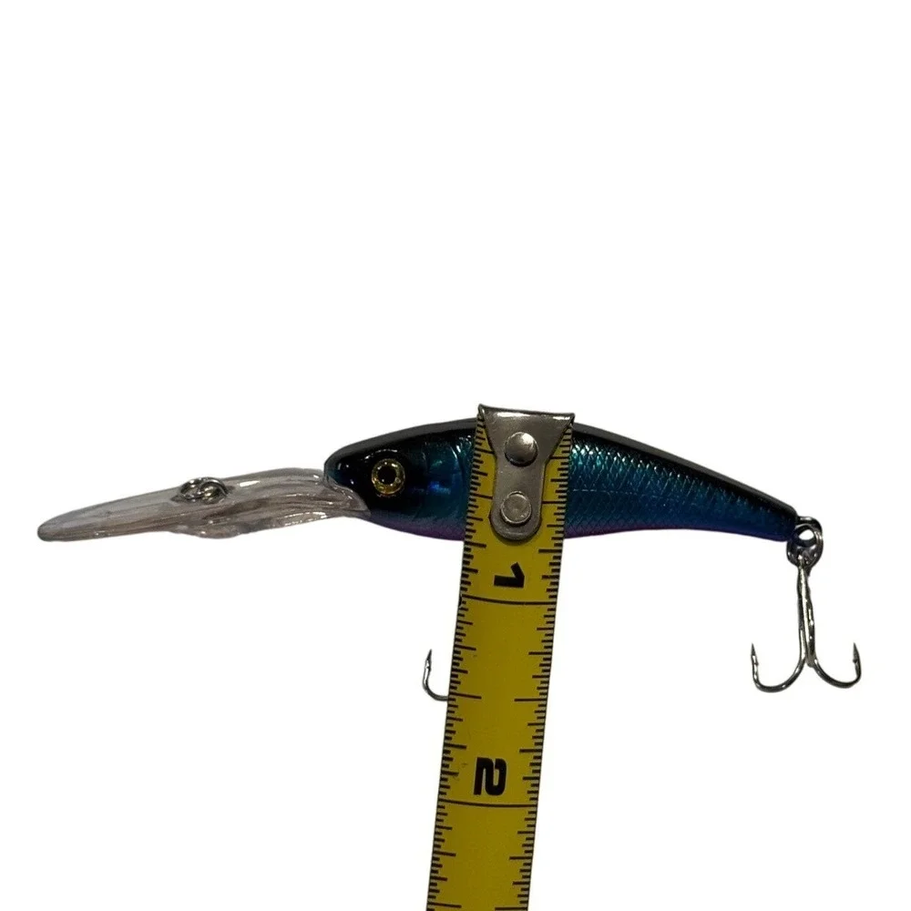 Blue Purple Iridescent Deep Diver Crankbait Fishing Lure 4 Inch Treble Hooks